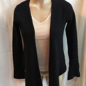 Black Drape-Front Cashmere Open Cardigan by in Cas